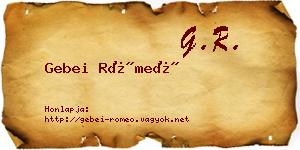 Gebei Rómeó névjegykártya